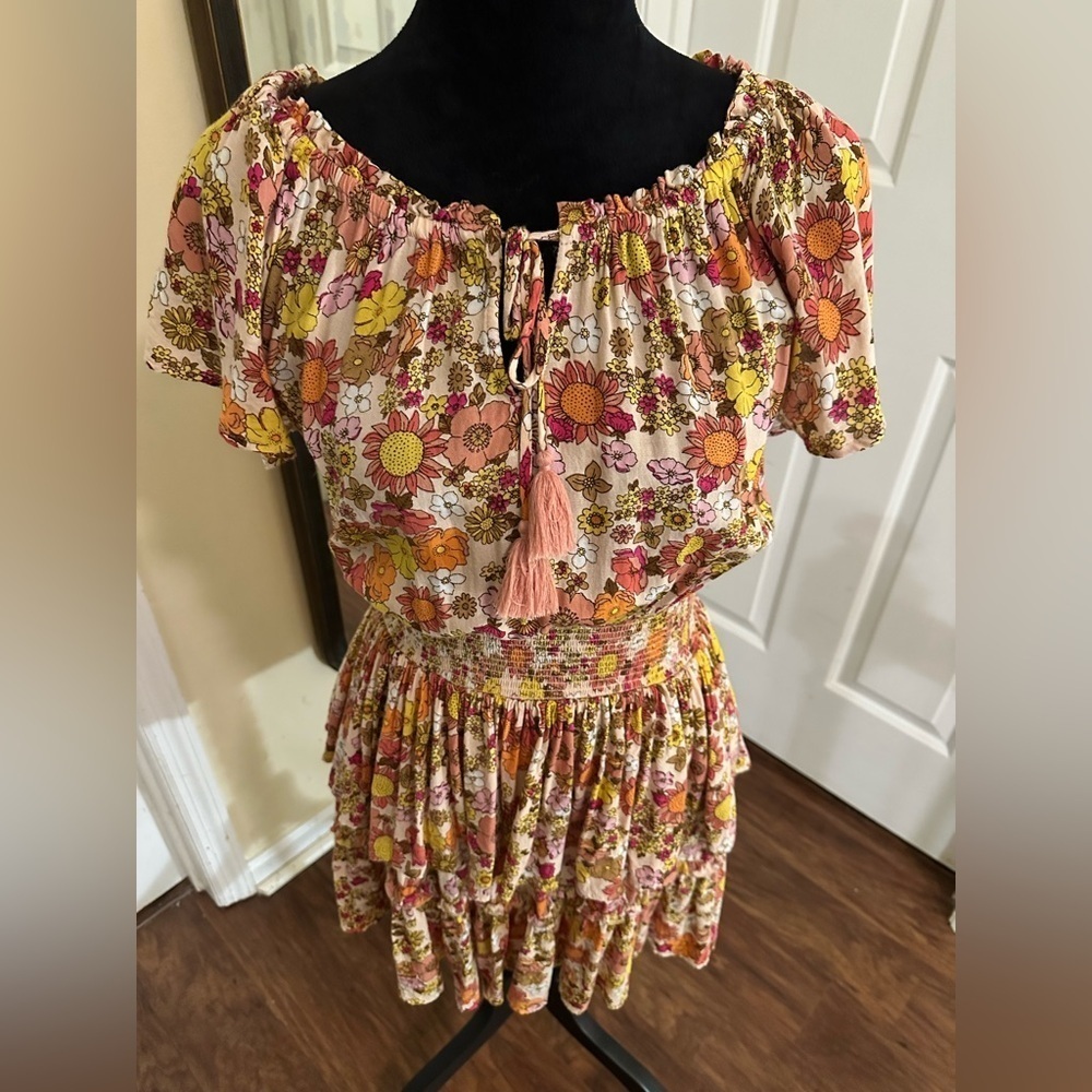 Anthropologie Patrons of Peace Floral Boho Ruffle Mini Dress โ Small - Picture 5 of 12